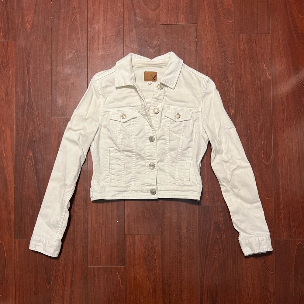 White American Eagle Crop Denim Jacket